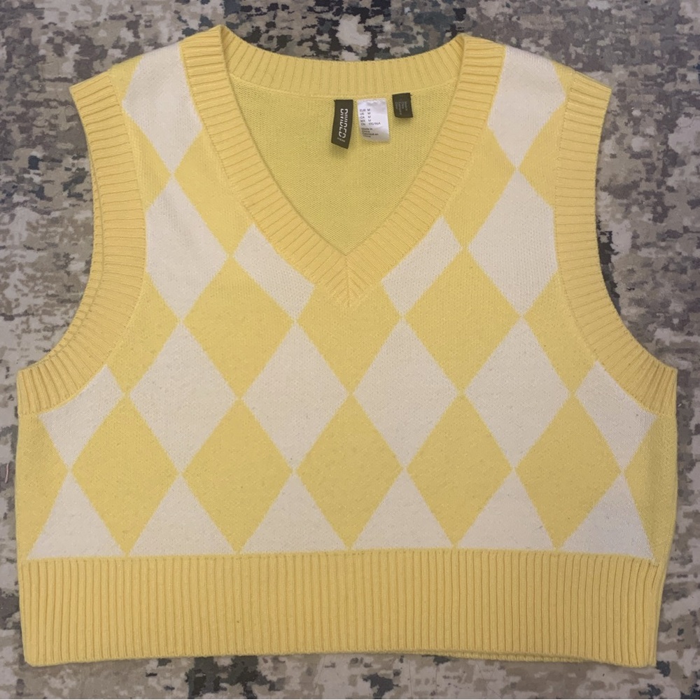 H&M Divided Yellow Jacquard-Knit Sweater Vest